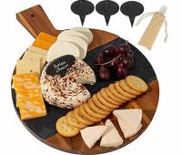 Acacia Wood Charcuterie Board with Chalkboard Labels