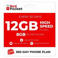 Red Pocket One Year 12GB Cell Phone Wireless Plan