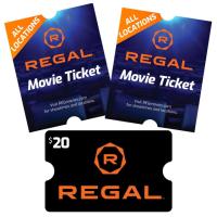 Regal Movie Theaters 2 Tickets and Gift Card