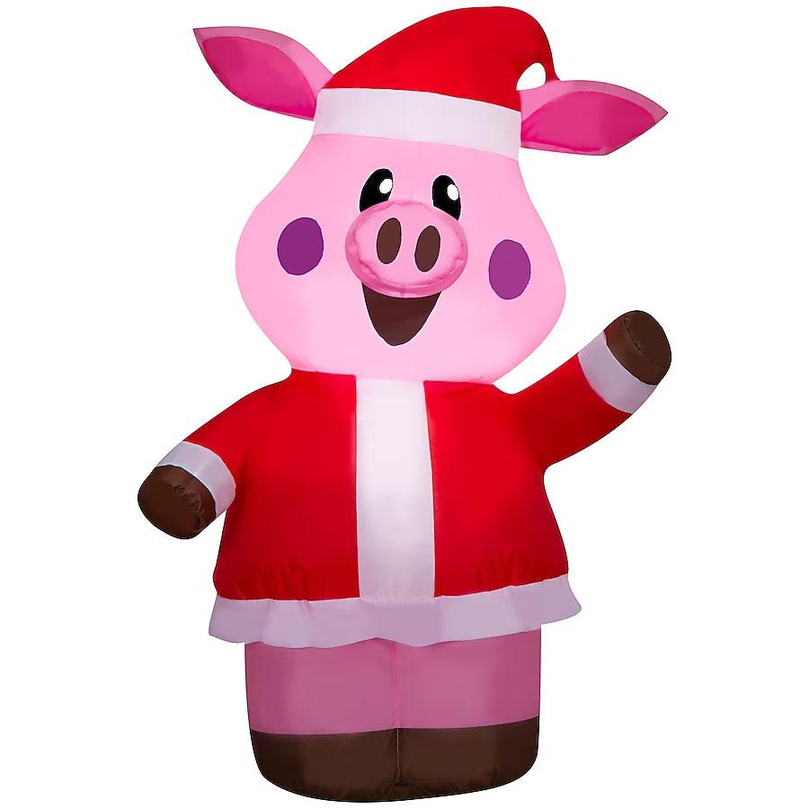 Holiday Living 3.5ft Pig in Santa Suit Inflatable for $9.99