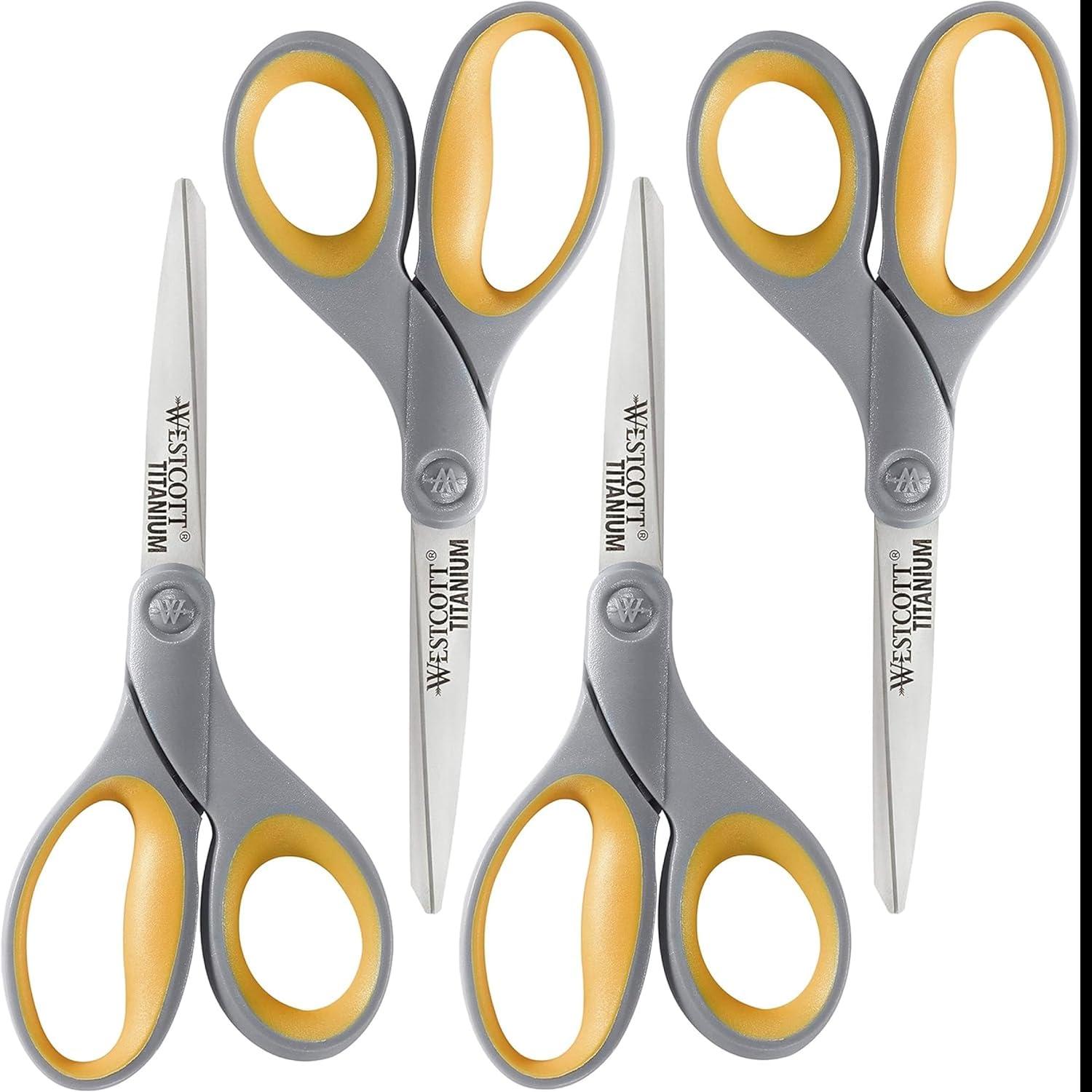 Westcott 17598 8in Titanium Scissors 4 Pack for $12.25