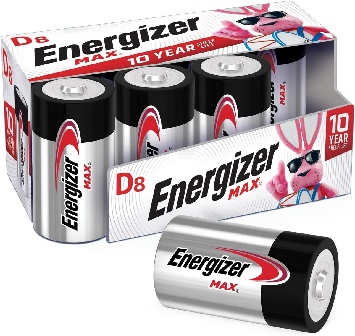 Energizer Max D Alkaline Batteries 8 Pack for $5.69