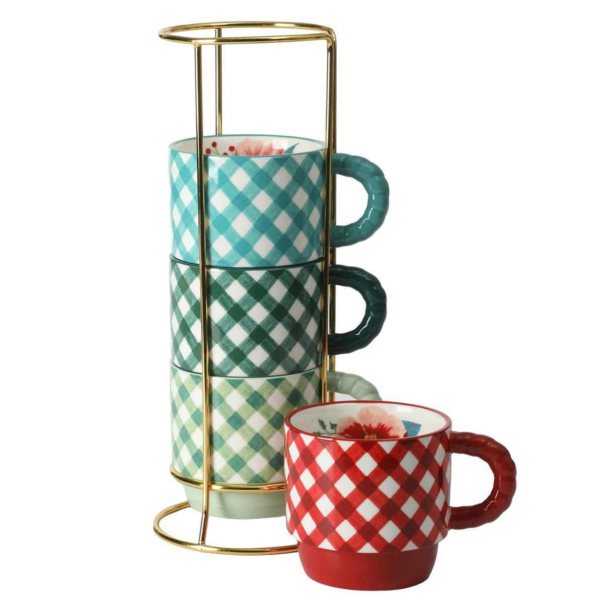 The Pioneer Merry Meadow Stoneware Stacking Mugs for $10.66