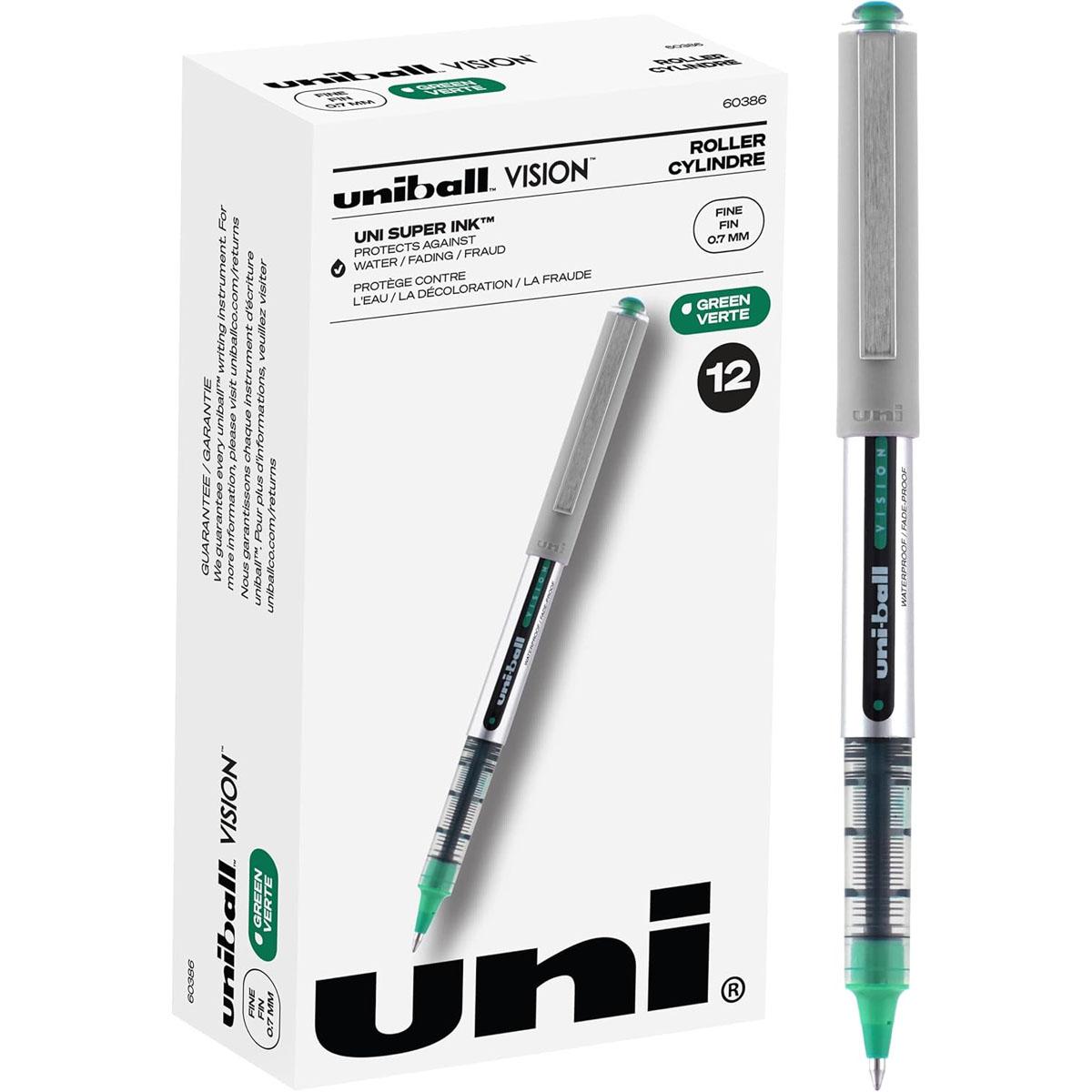 Uniball Vision Rollerball Pens Green 12 Pack for $8.50