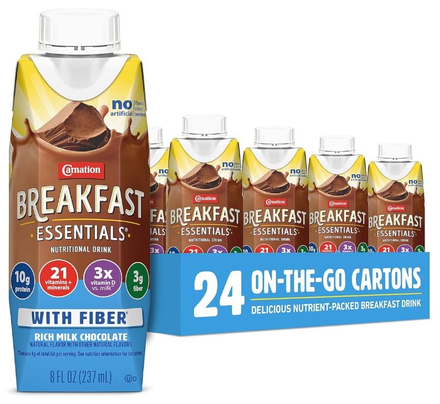 Carnation Breakfast Essentials Ready to Drink with Fiber 24 Pack for $14.48