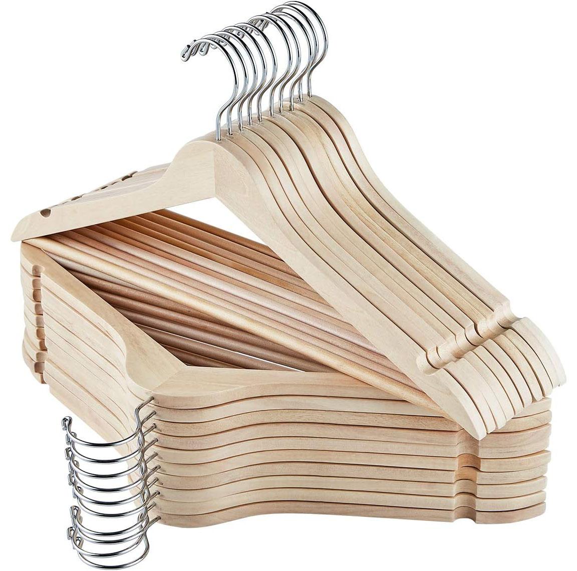 Slim Wooden Jacket Coat Hangers 30 Pack for $17.49