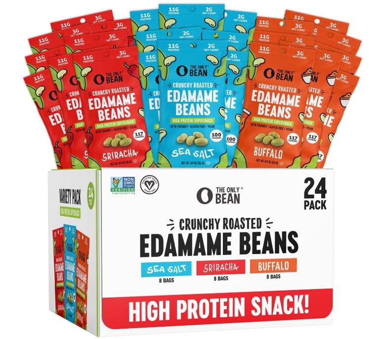 The Only Bean Crunchy Roasted Edamame Healthy Snacks 24 Pack for $16 Shipped