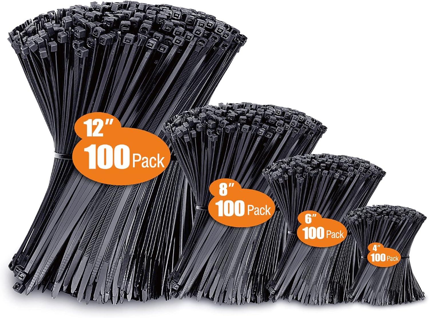 Zip Ties Assorted Sizes 400 Pack for $5.99