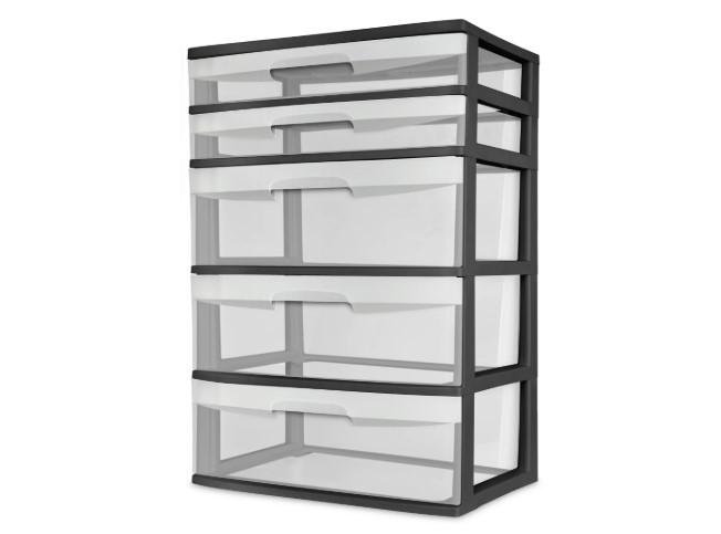 Sterilite Plastic 5 Drawer Wide Tower Shelf for $23.98