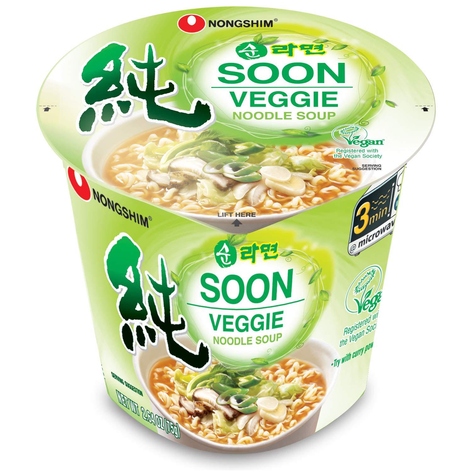 Nongshim Soon Instant Vegan Ramen Noodle Soup Cup 6 Pack for $5.53