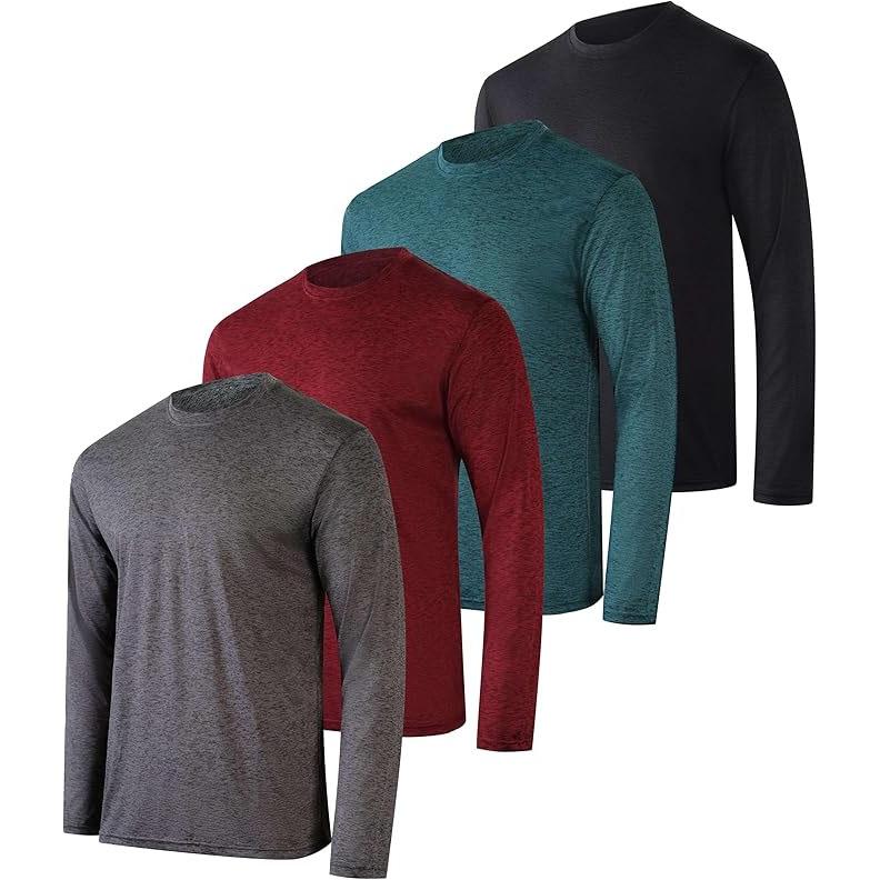 Real Essentials 4-Pack Mens Dry-Fit UV 50+ SPF Long Sleeve Shirt for $29.74