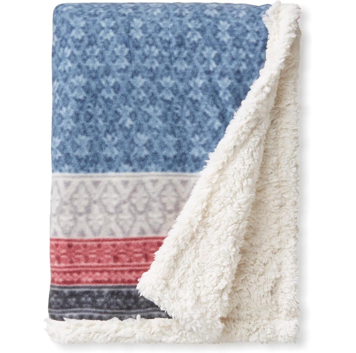 Eddie Bauer Home Reversible Sherpa and Brushed Fleece Throw Blanket for $13.19