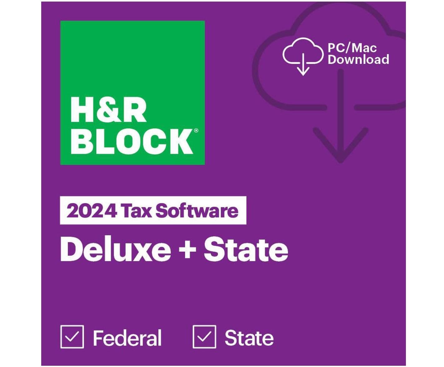 HR Block Deluxe + State 2024 Tax Software for $22.49