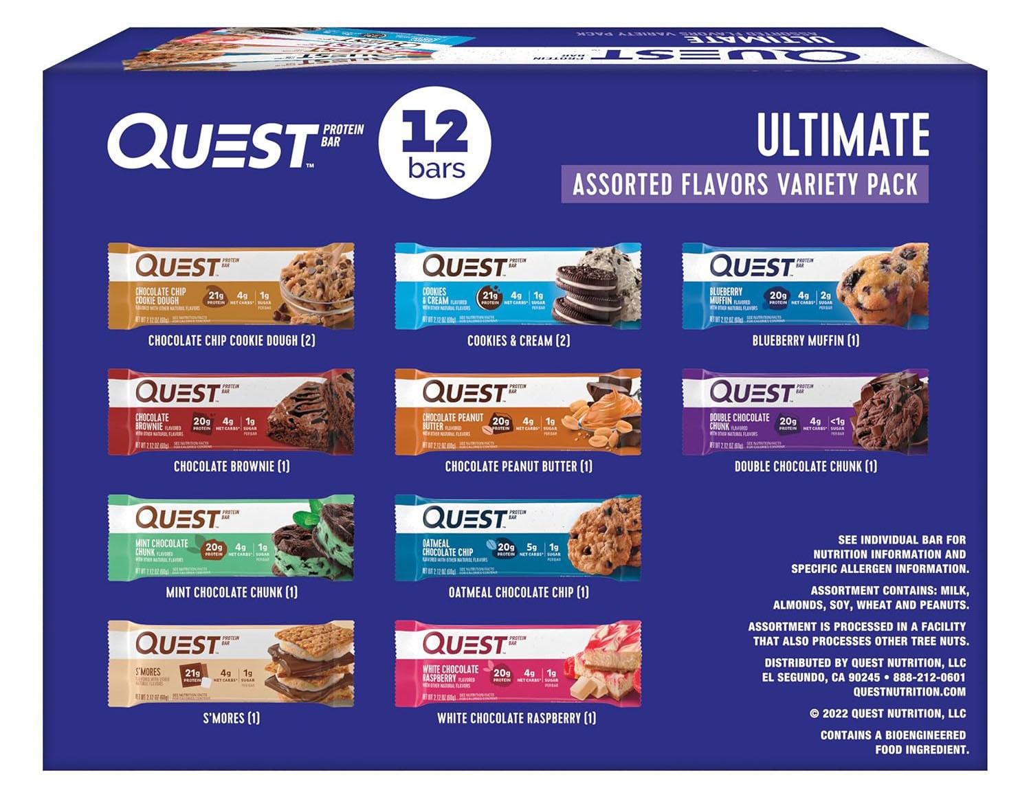 Quest Nutrition Ultimate Variety Pack Protein Bars 12 Pack for $18.47