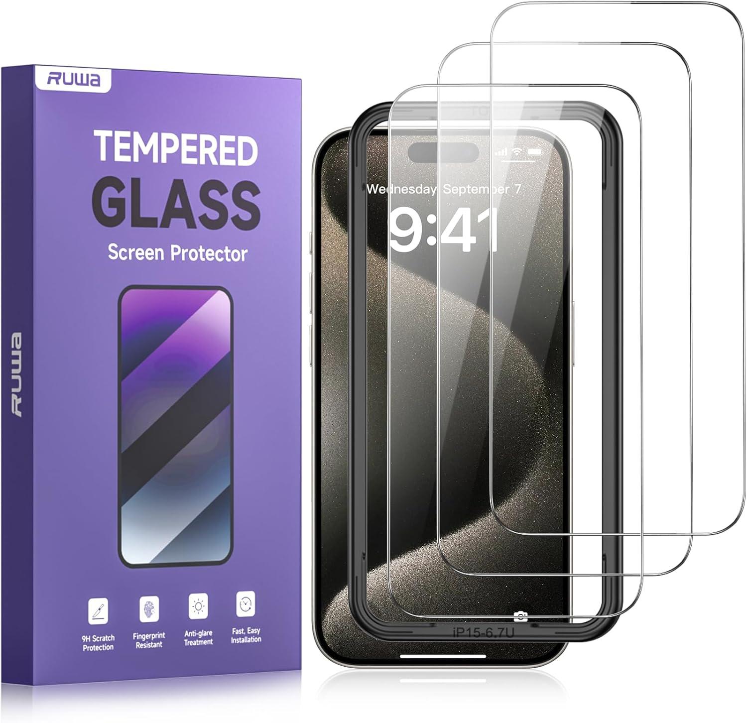 iPhone 15 Pro Max Tempered Glass Film Screen Protector for $2.44