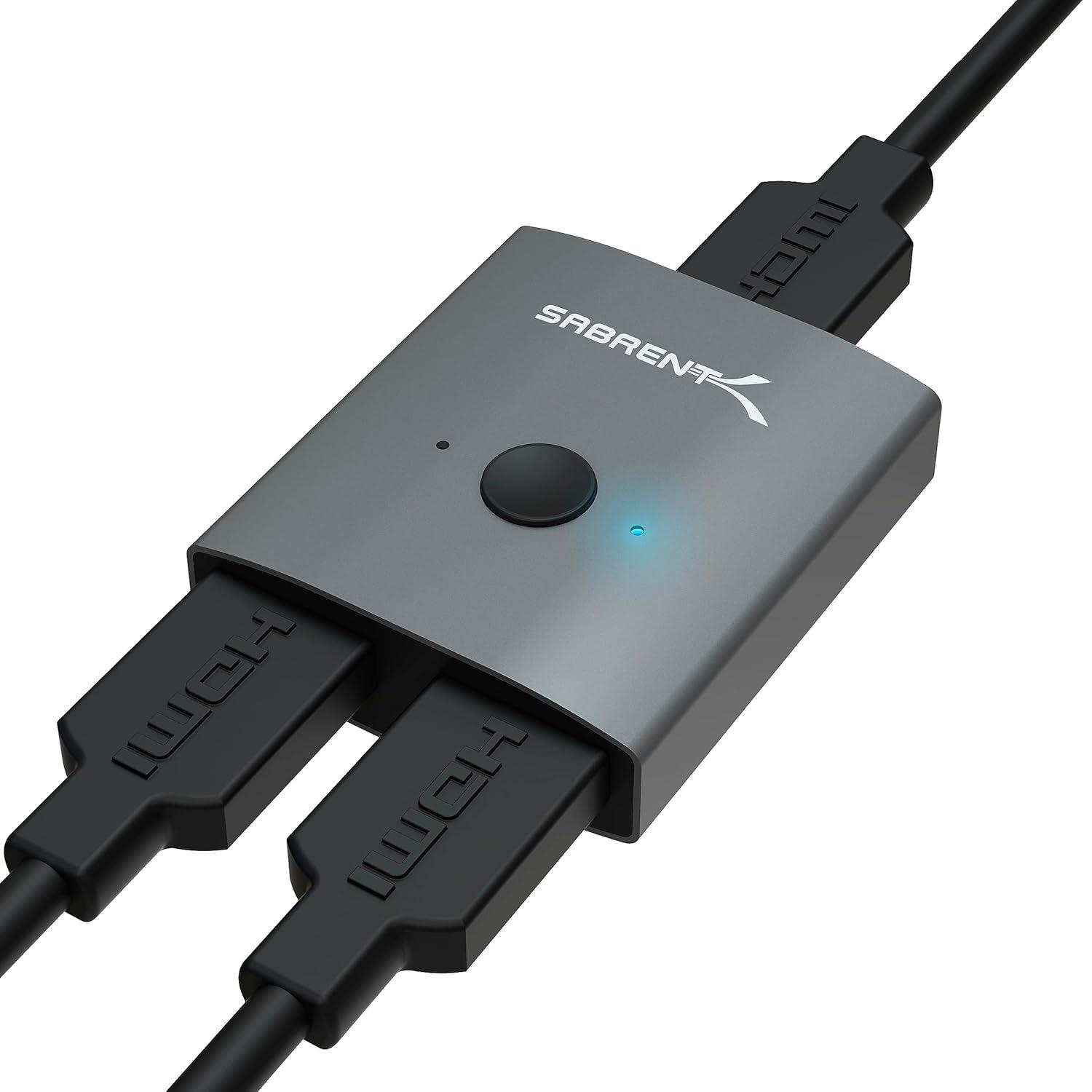 Sabrent 2-Port 4K Dual HDMI Sharing Switch for $8.96