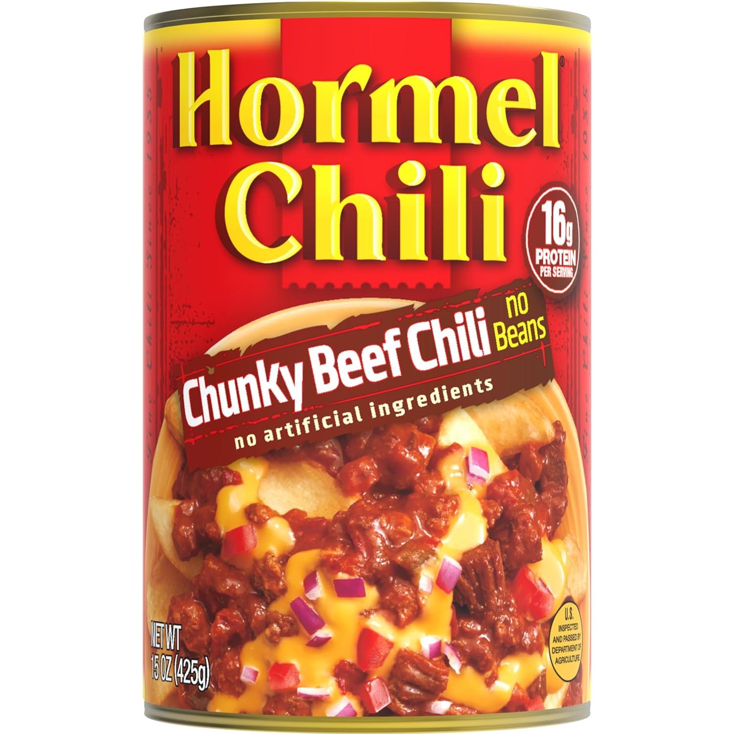 Hormel Chili Chunky Chili No Beans 12 Pack for $18.96