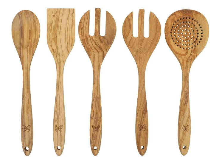 Pioneer 5-Piece Olivewood Kitchen Cooking Utensil Tool Set for $15