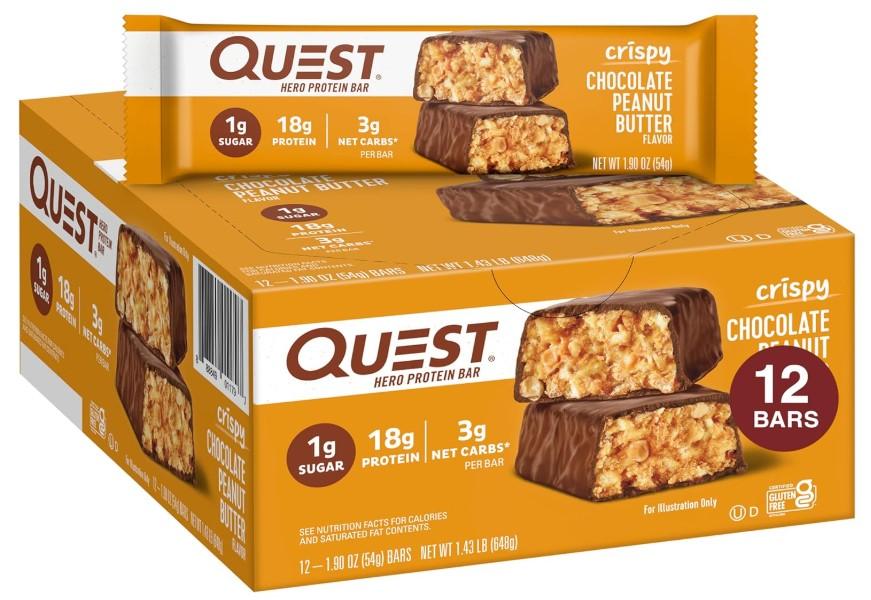 Quest Nutrition Crispy Chocolate Peanut Butter Hero Protein Bar 12 Pack for $17.99