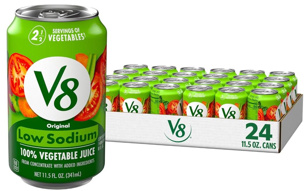 V8 Low Sodium Vegetable Juice Cans 24 Pack for $12.81