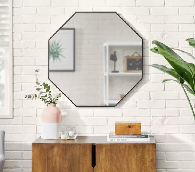 Stylewell Medium Modern Black Framed Octagon Mirror for $34.65 Shipped