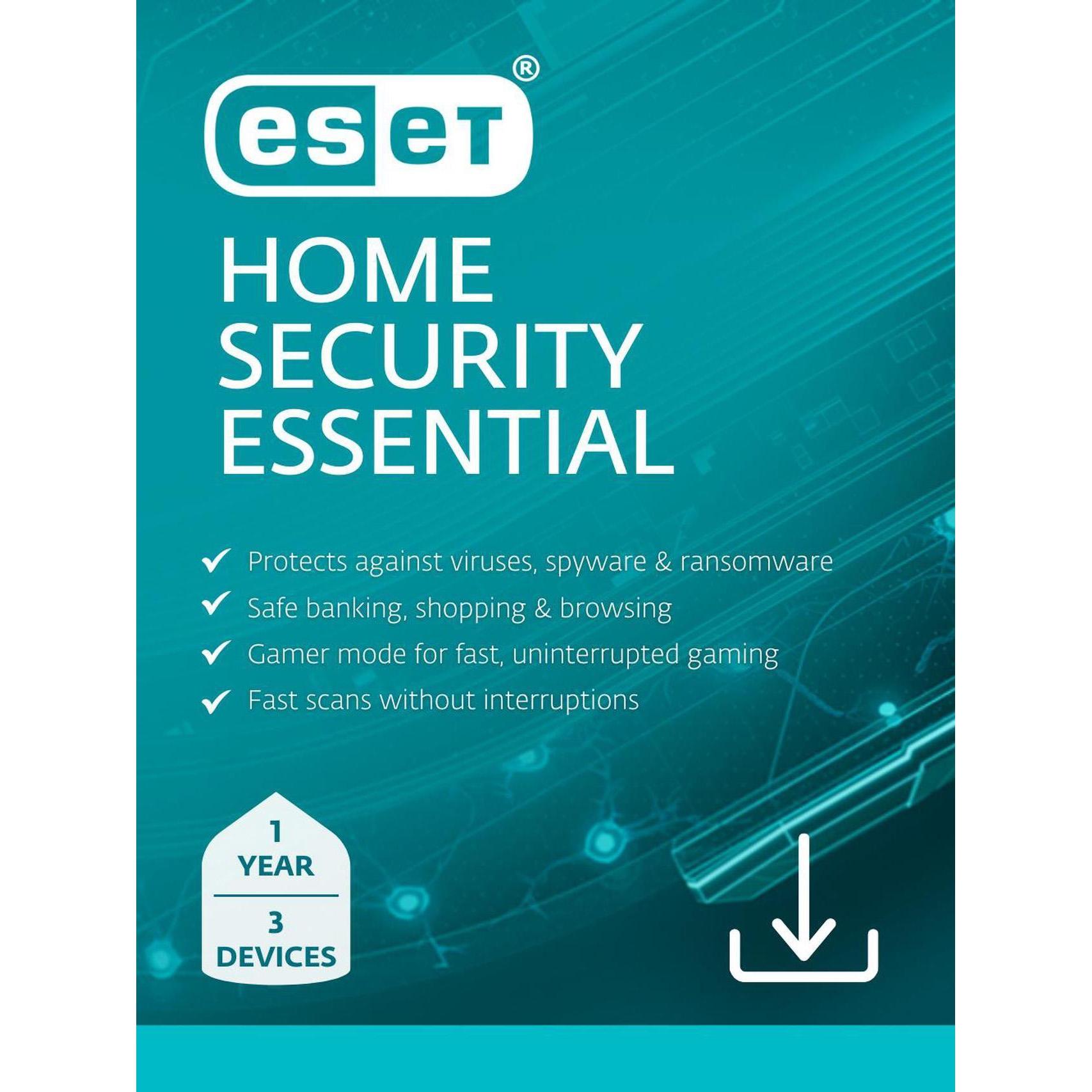 ESET Home Security Essential 2025 3 Devices 1 Year Download for $19.99