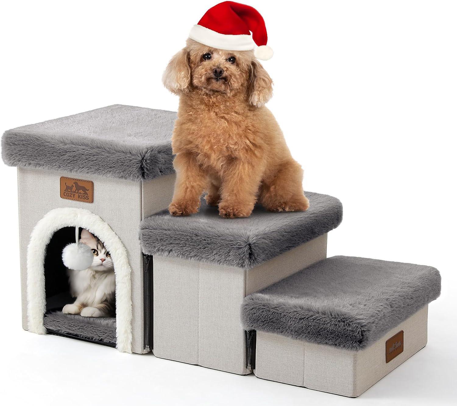 Cat and Dog Stairs for Small Pets with Storage and Condo for $22.49