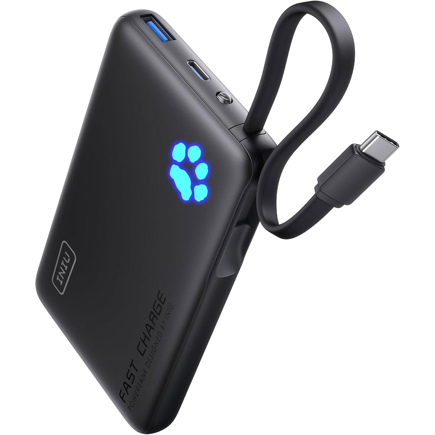 Iniu 45w 10000mAh Power Bank with USB-C Cable for $13.49