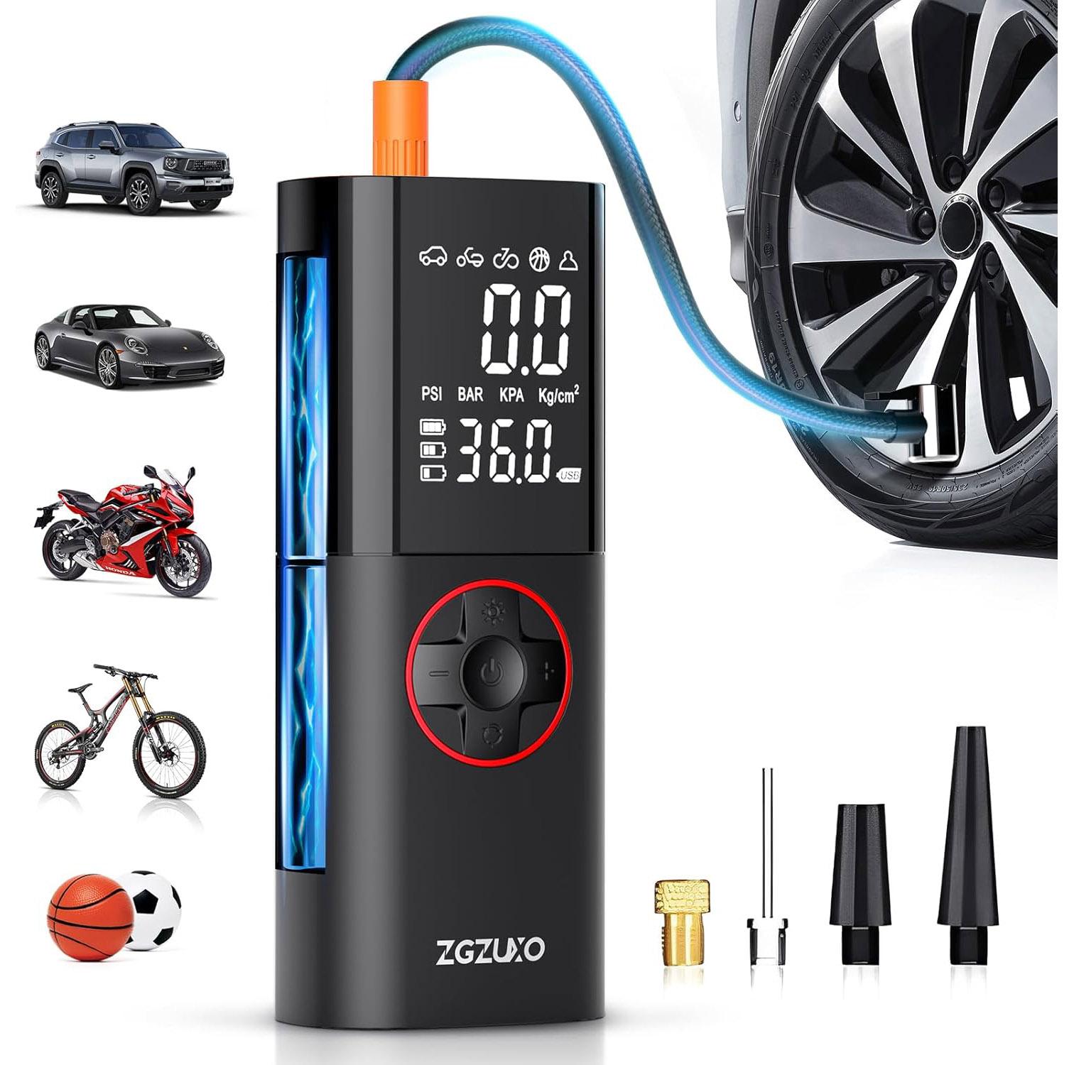 Tire Inflator Portable Air Compressor Pump by ZGZUXO for $24.99 Shipped