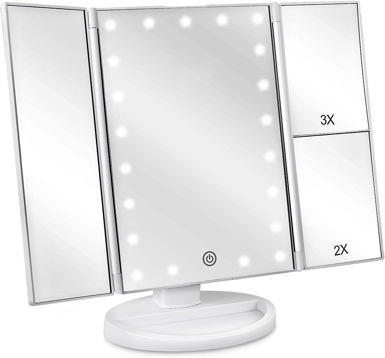 Tri-Fold Lighted Vanity Travel Mirror by Deweisn for $8.49