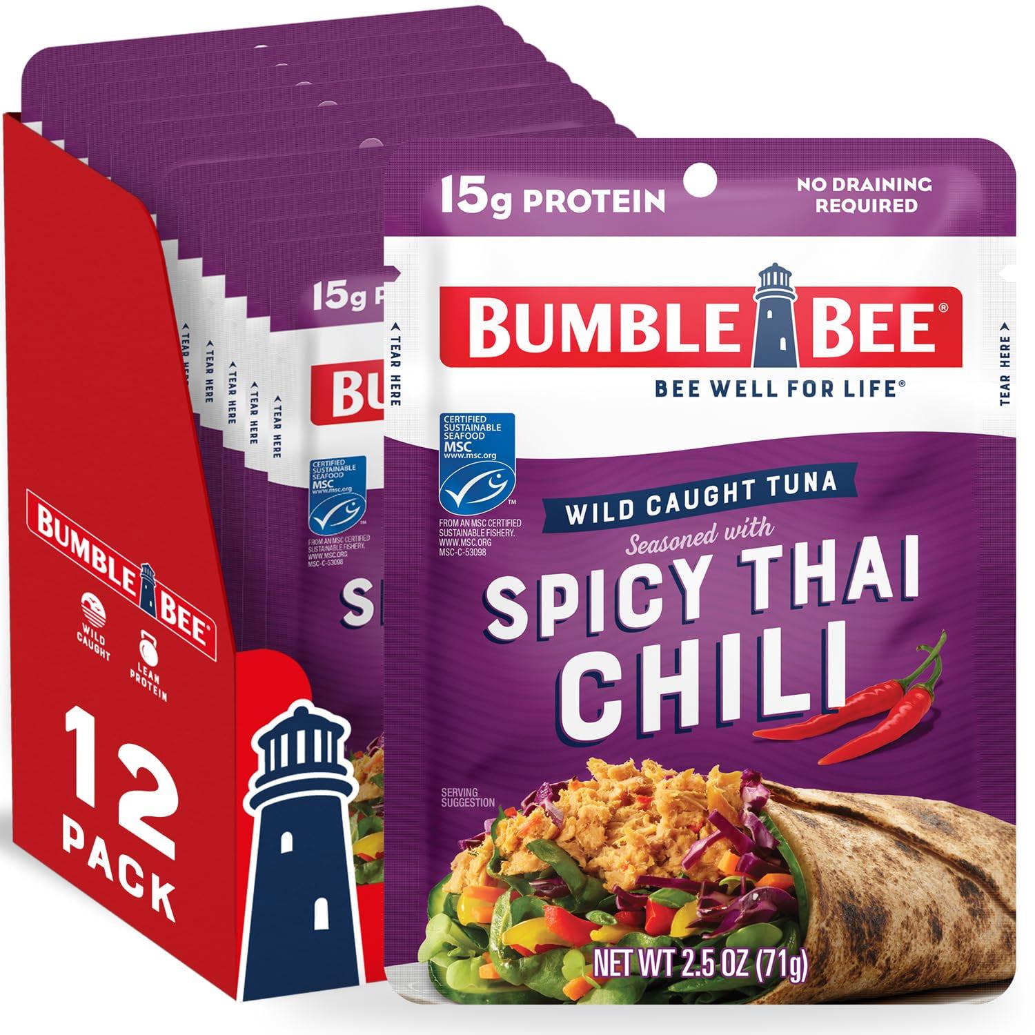 Bumble Bee Wild Caught Tuna Pouches Spicy Thai Chili 12 Pack for $8.64