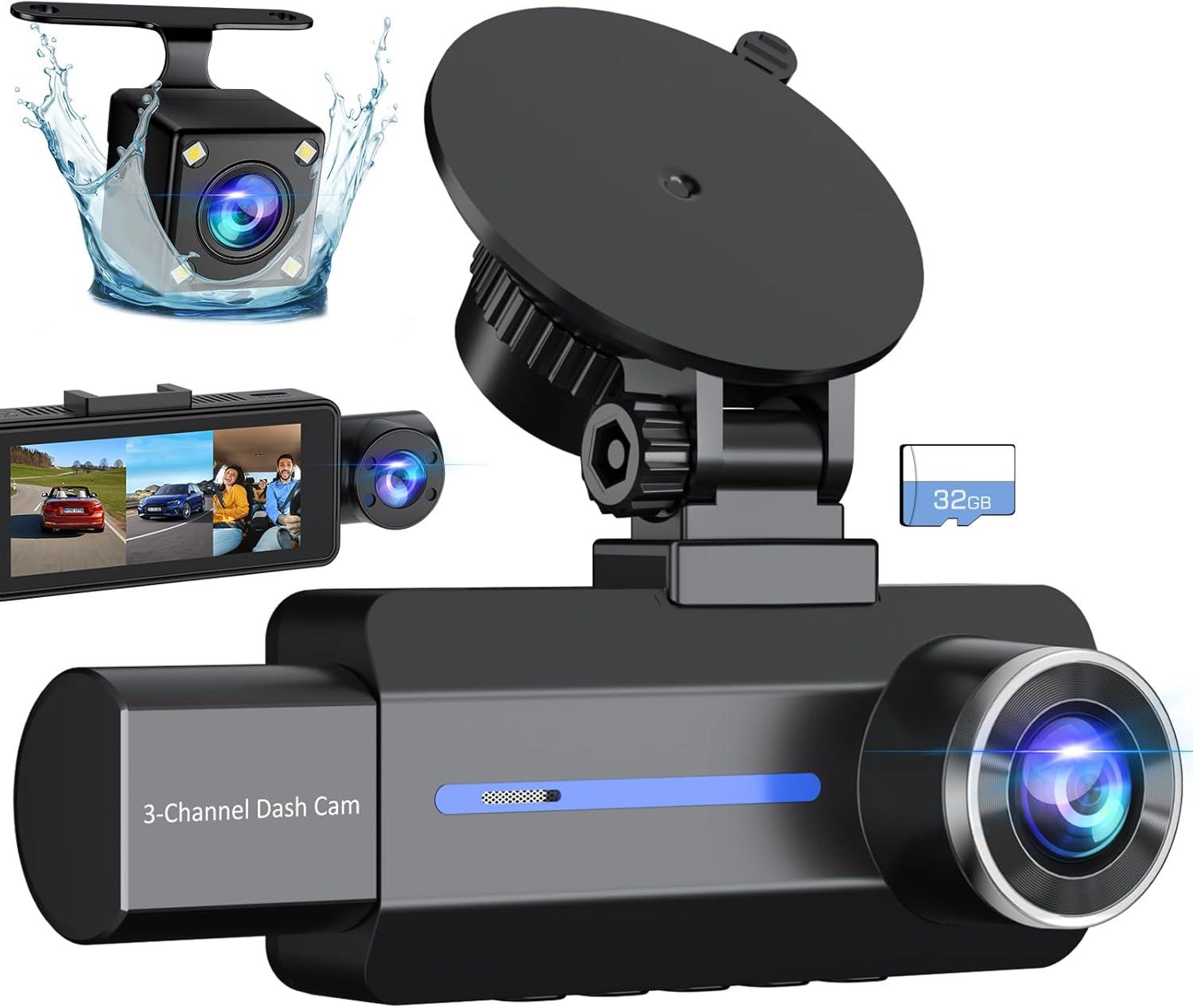 Dash Cam Front and Rear 2.5k Triple Car Camera for $53.99 Shipped