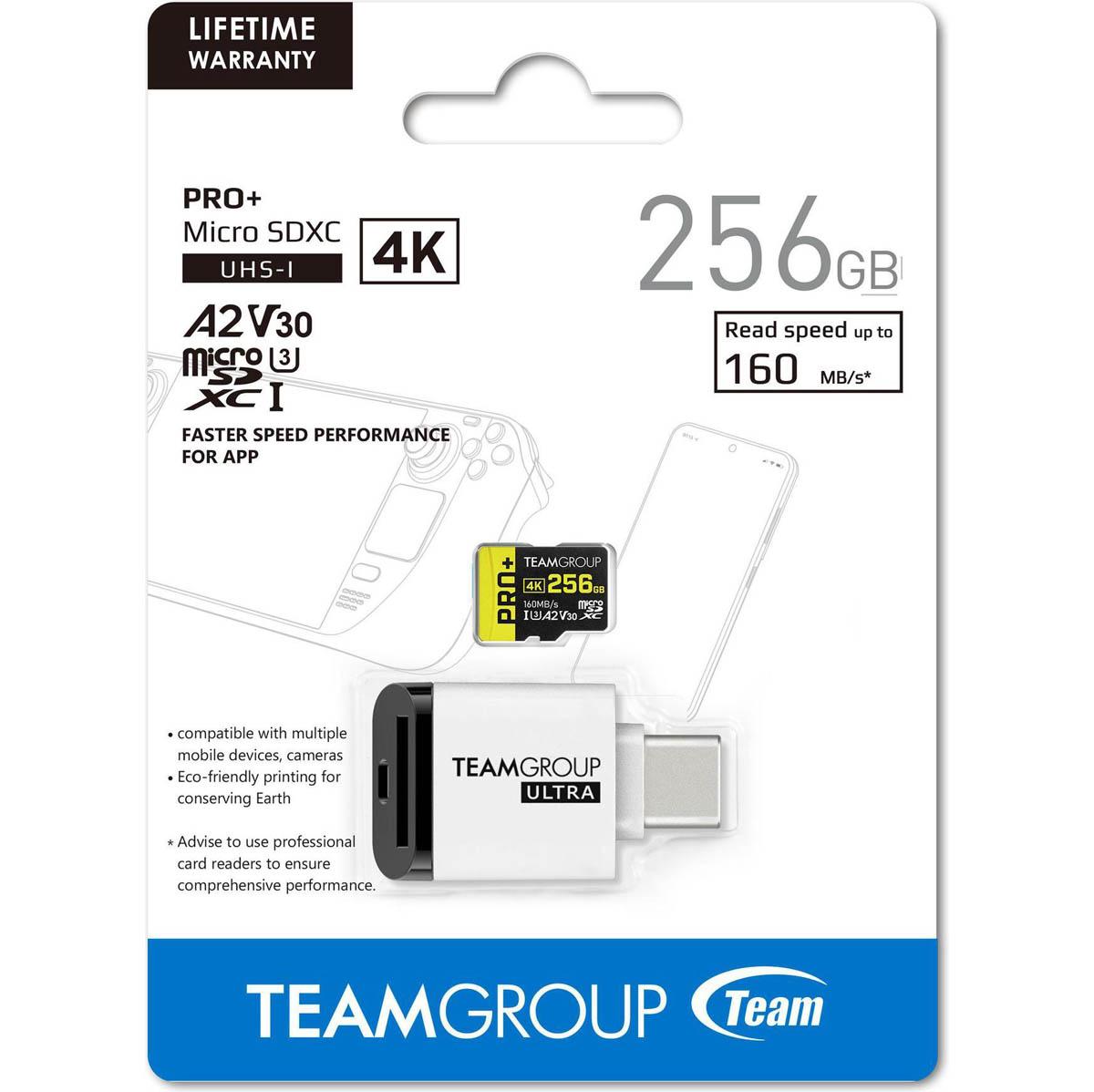 256GB Team Pro+ microSDXC UHS-I U3 Memory Card for $14.99 Shipped