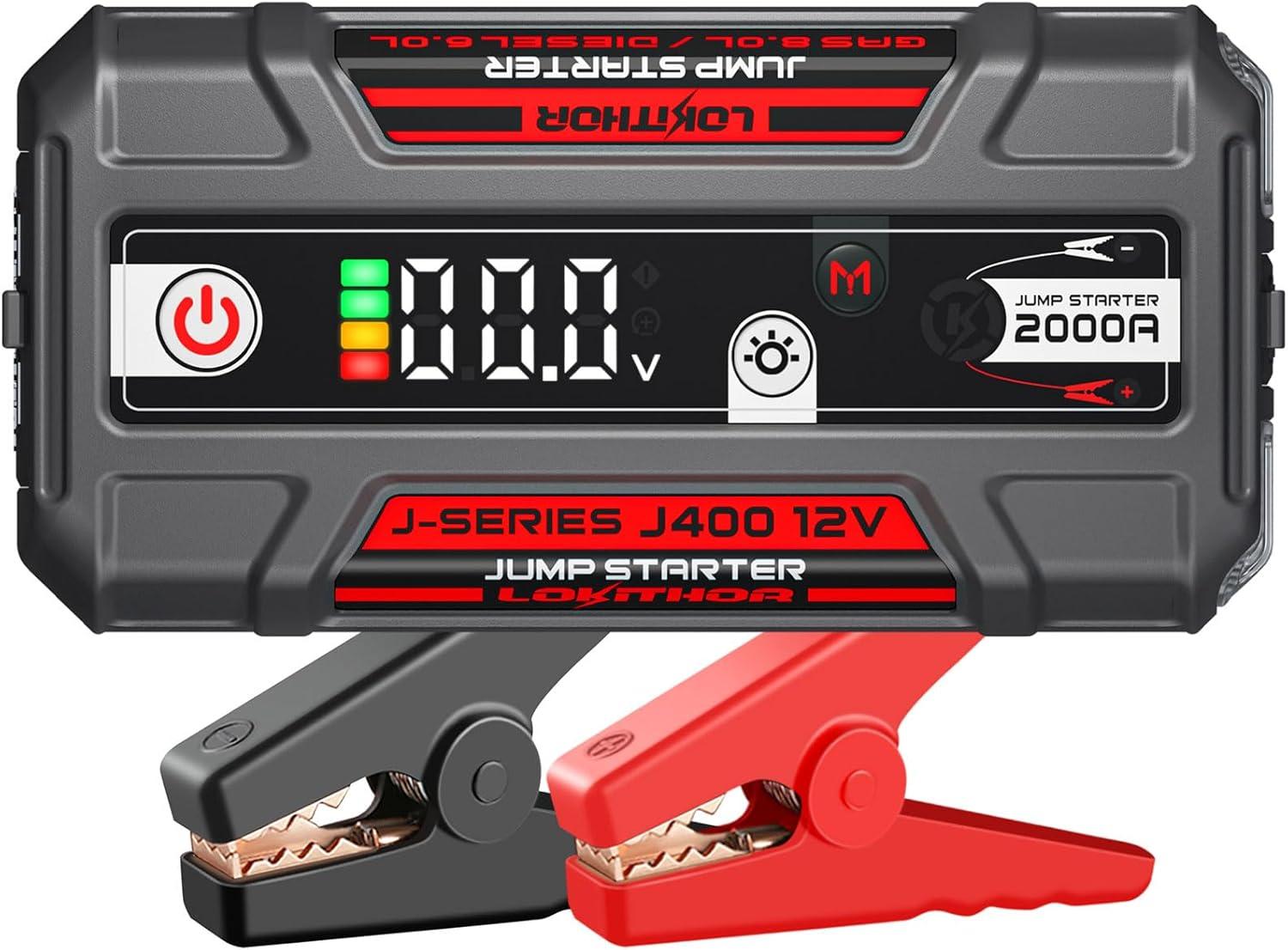 Car Booster 2000A J400 12v Jump Starter by Lokithor for $38.47 Shipped