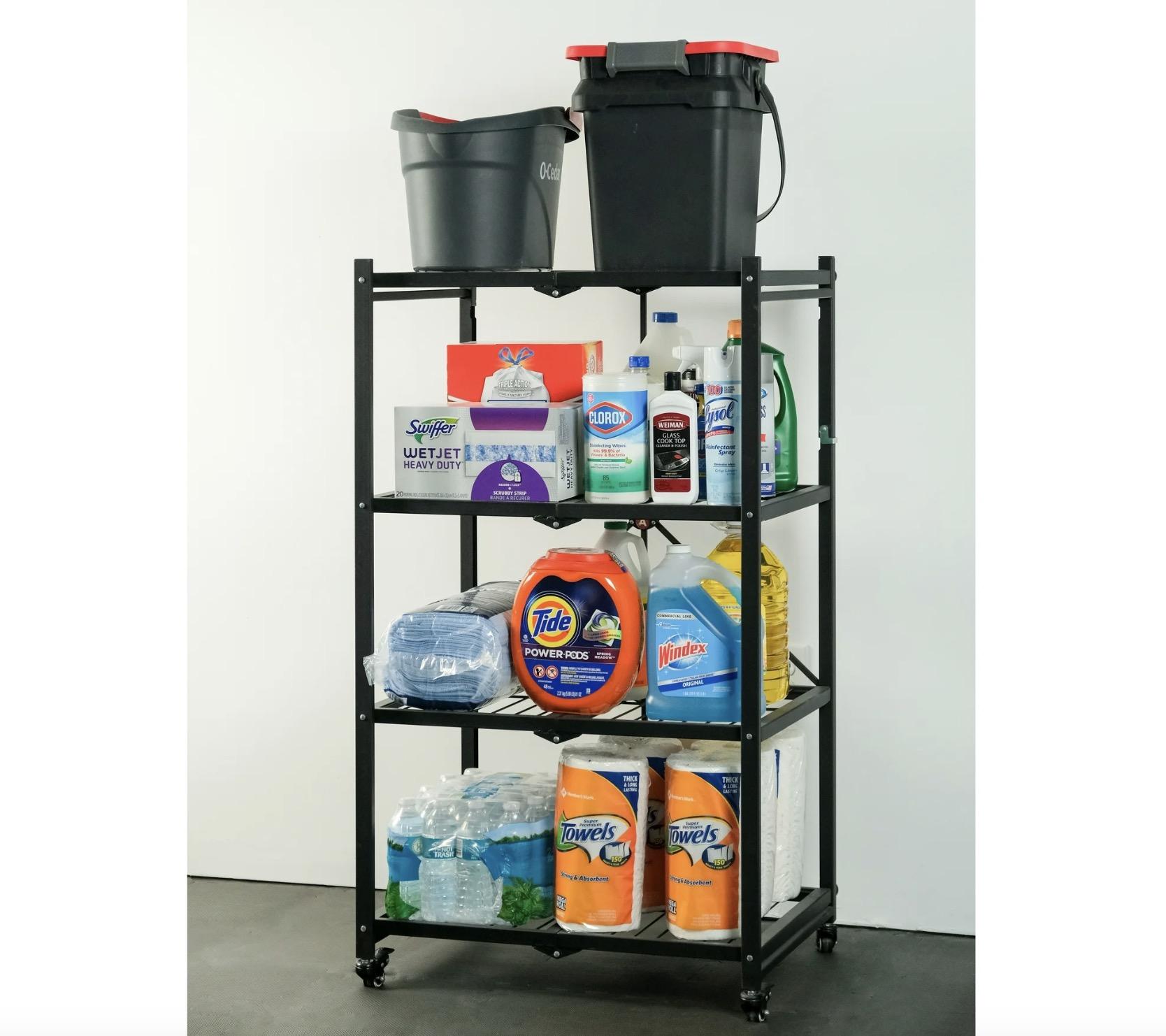 Armadillo Tough Collapsible Medium 4-Tier Metal Storage Shelf for $39 Shipped