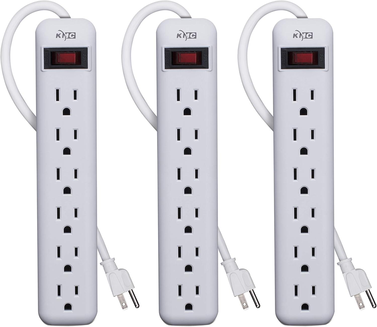 KMC 6-Outlet Power Strip 3-Pack for $8.49