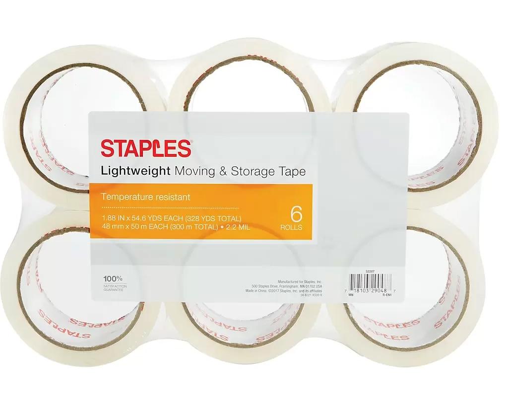 6 Staples Lightweight Moving and Storage Packing Tape for $7.88 Shipped