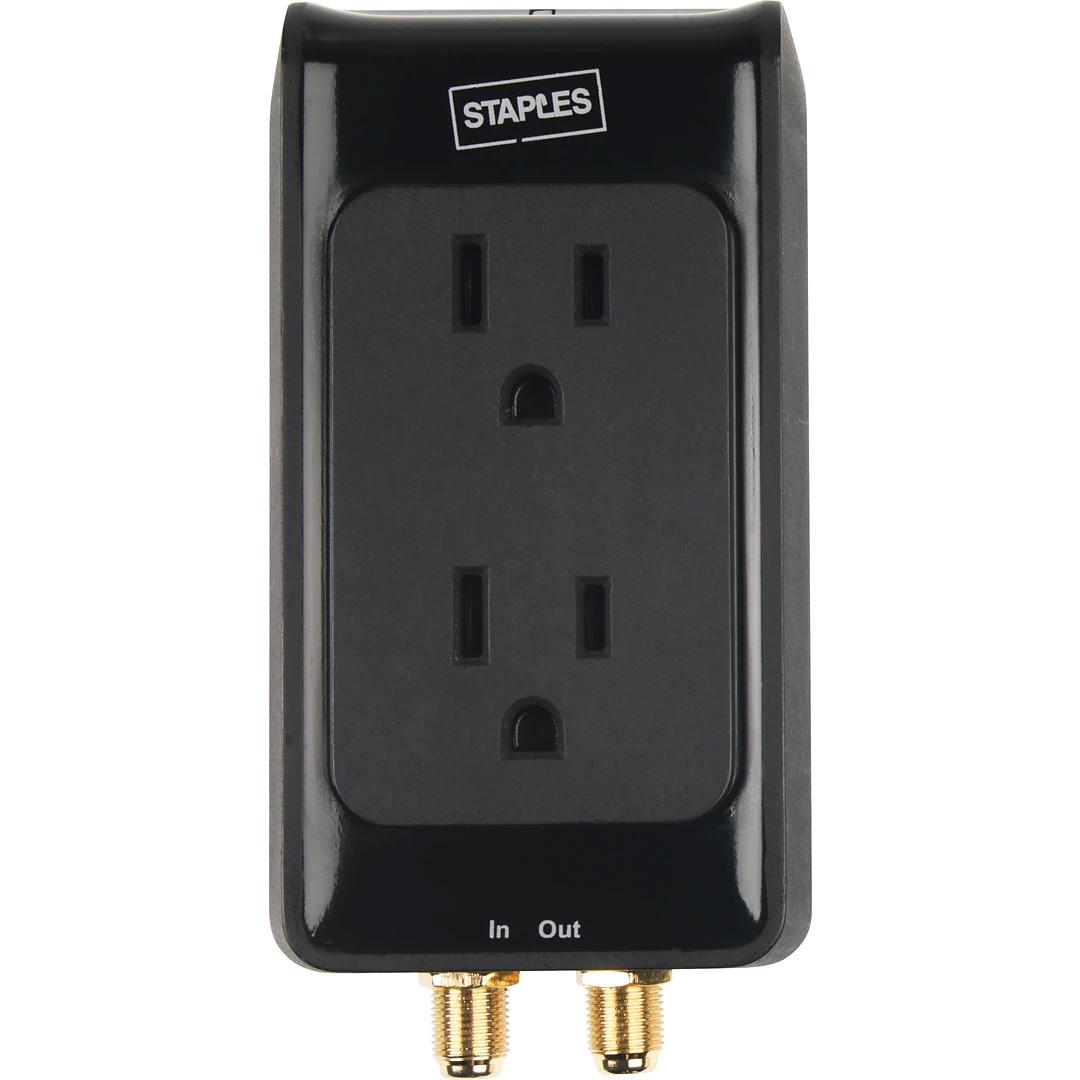 Staples 2-Outlet 1500 Joule Home Entertainment Surge Protector for $5.84 Shipped