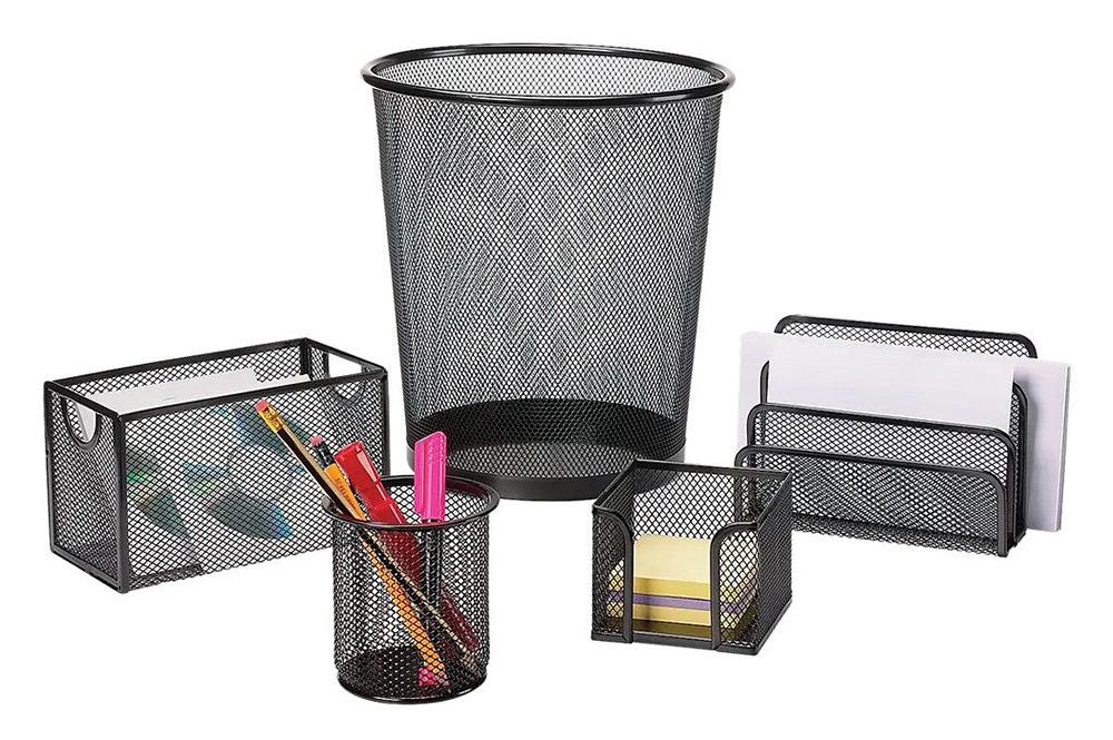 5-Piece Staples Black Wire Mesh Desk Collection for $14.56 Shipped