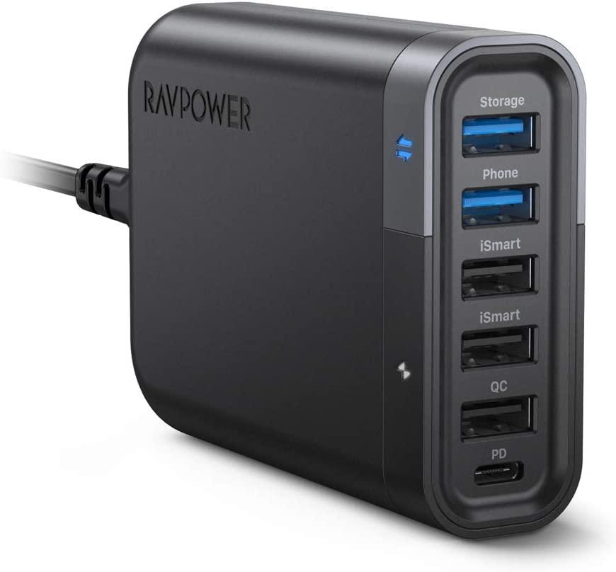 RAVPower 6-Port 60W USB-C Wall Charger for $17.99 Shipped