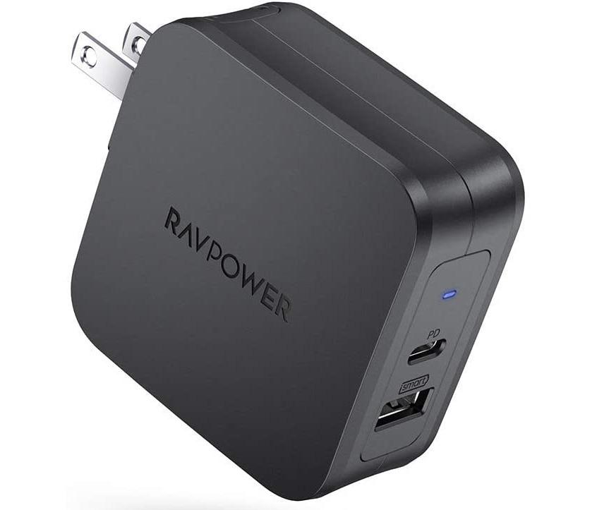 RAVPower 61W PD 3.0 2-Port Type-C Portable Wall Charger for $19.99