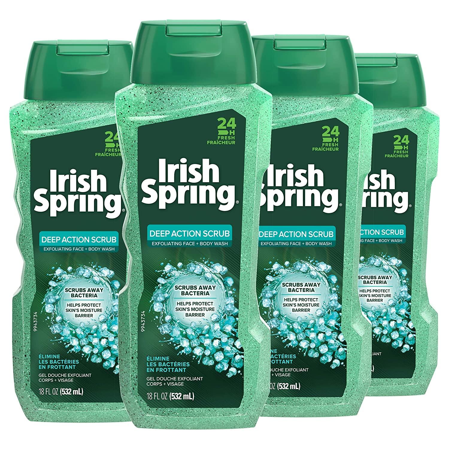 4 Irish Spring Exfoliating Men's Body Wash Shower Gel for $9.49 Shipped