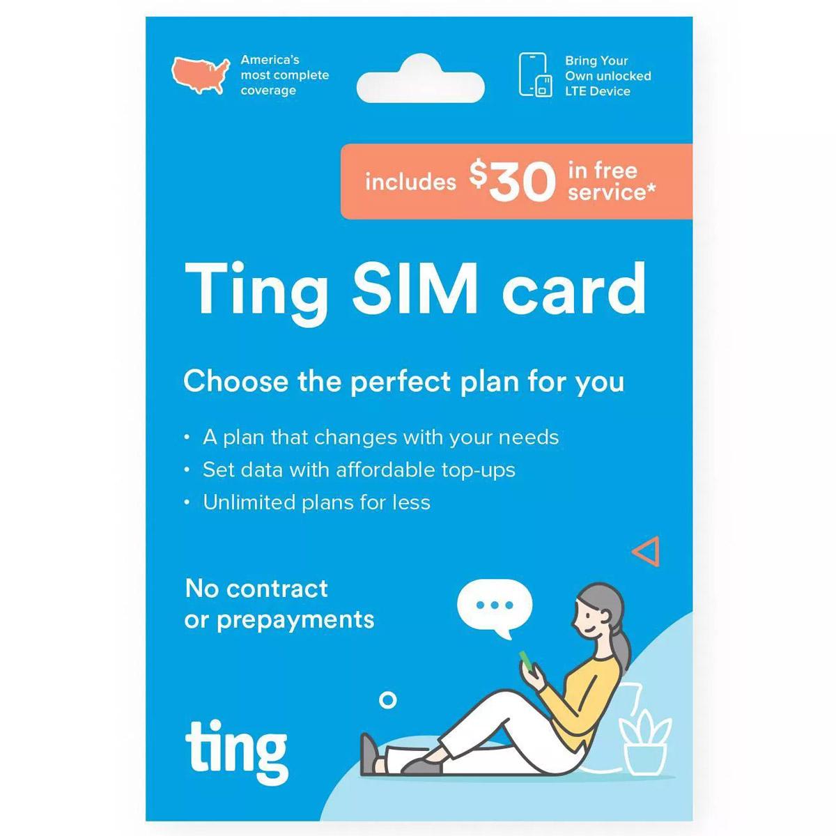 Ting SIM Kit with $30 Service Credit for $1