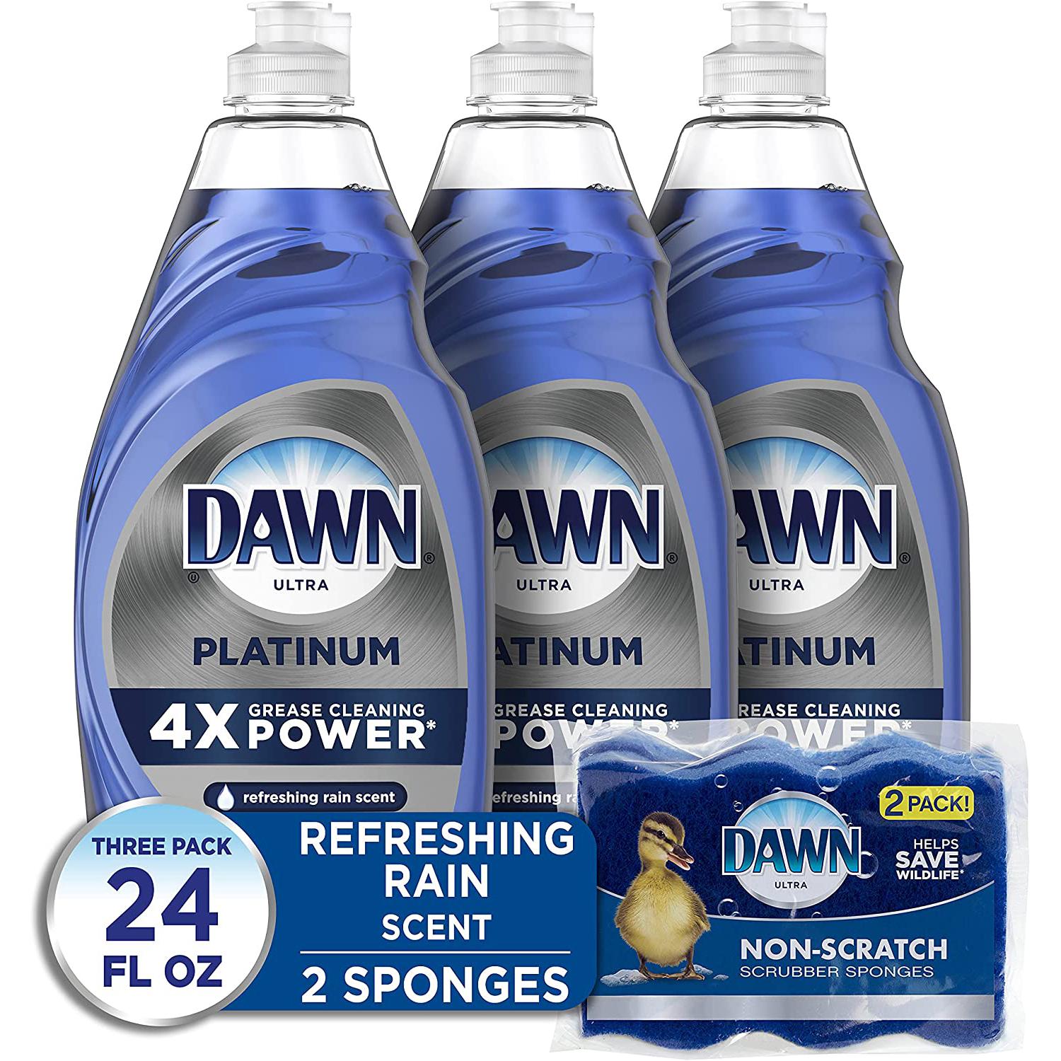 3 Dawn Ultra Platinum Dishwashing Liquid with Sponges for $11.49 Shipped