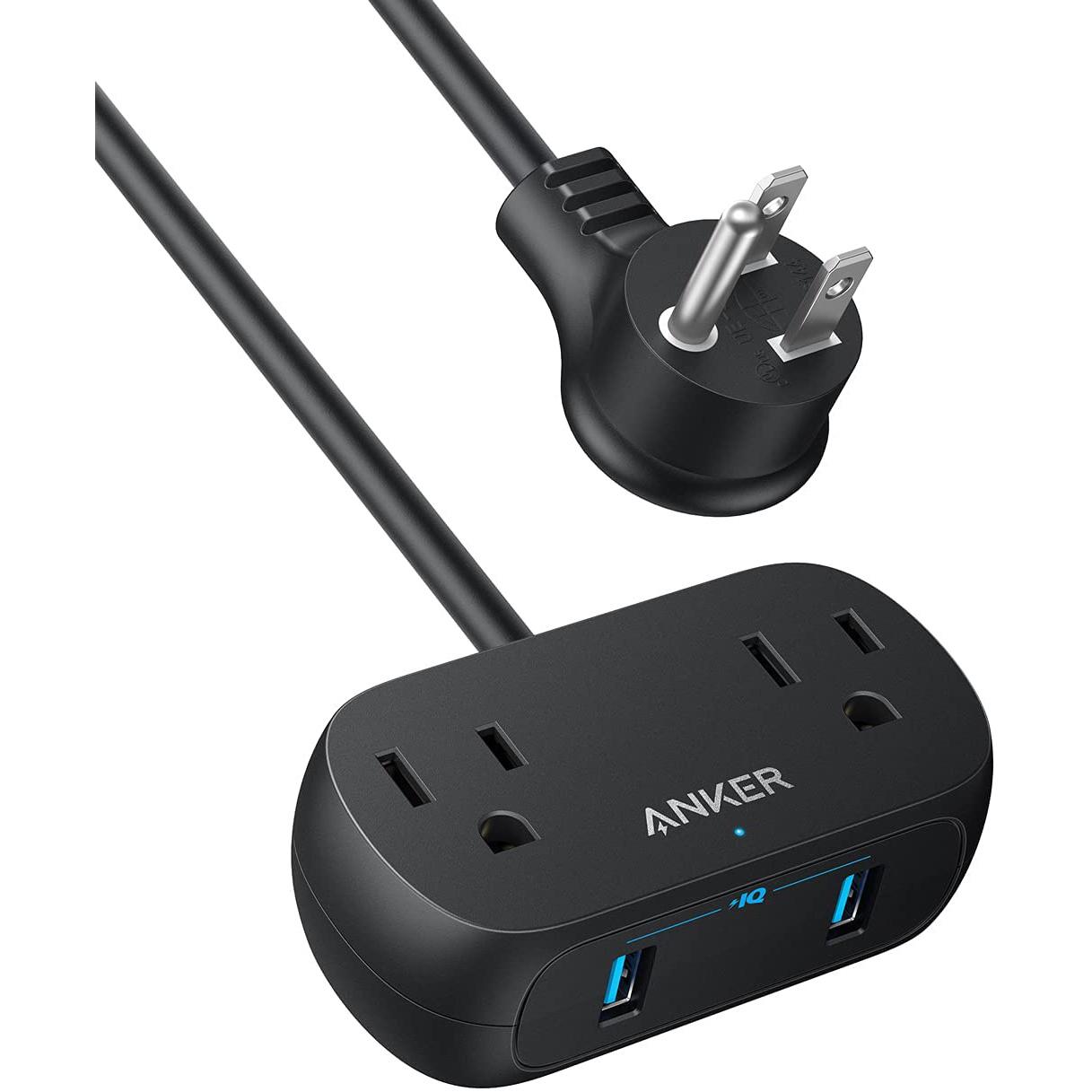 Anker Flat Plug Extension Cord with 2 Outlets for $10.99