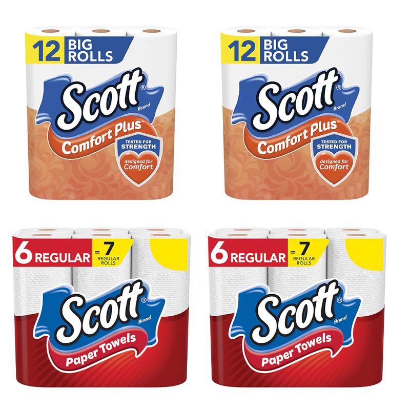 24 Scott ComfortPlus Toilet Papers + 12 Paper Towels for $15