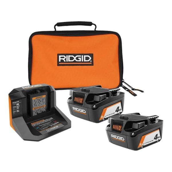 Ridgid 18V Lithium-Ion 4.0 Ah Batteries with Charger and Bag for $99 Shipped