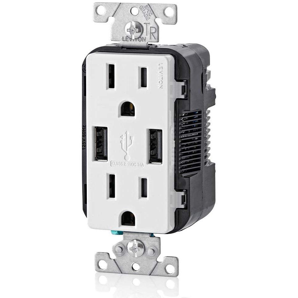 Leviton Duplex 15-Amp Receptacle with USB for $10.99