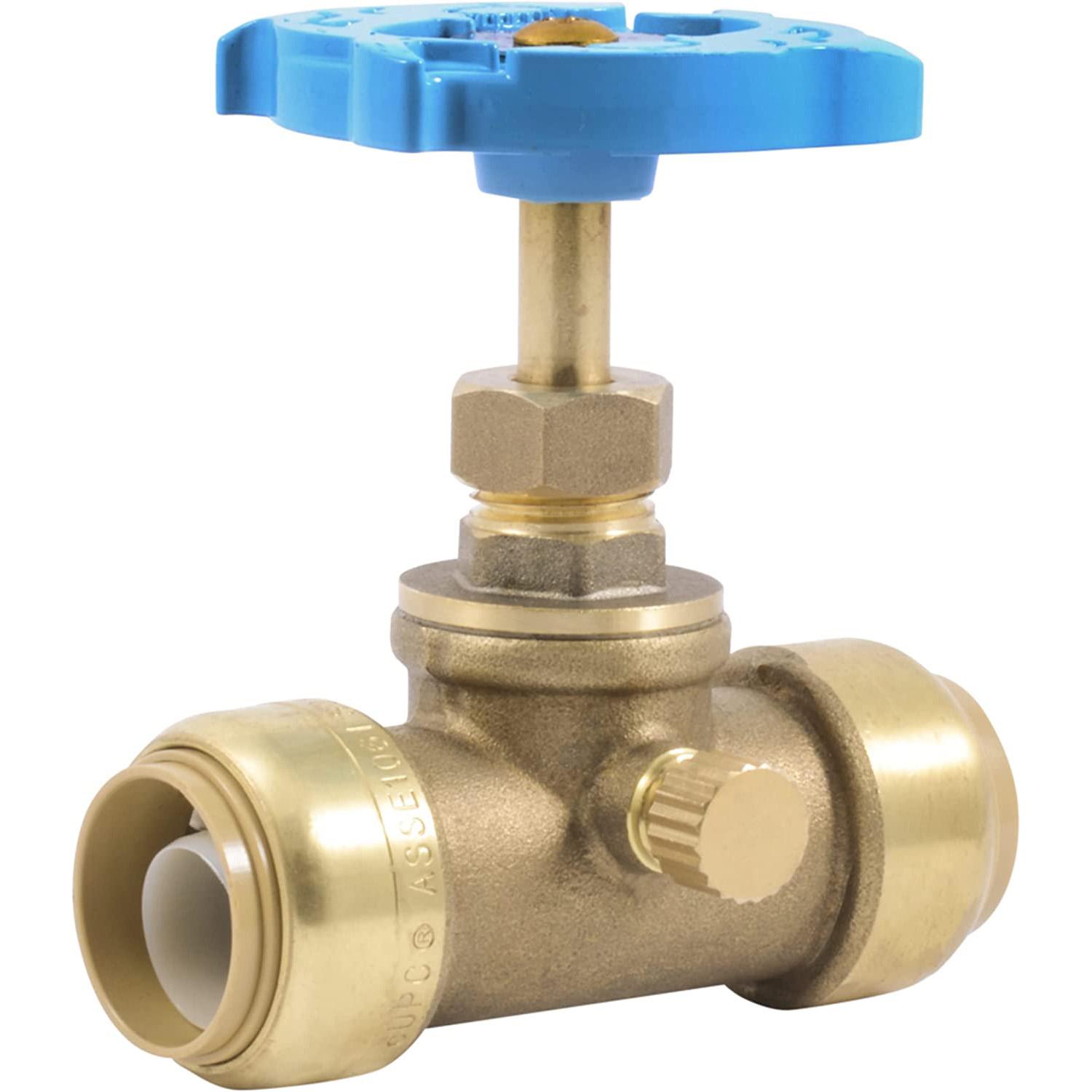 SharkBite Push-to-Connect Brass Stop Valve with Drain Vent for $8.02