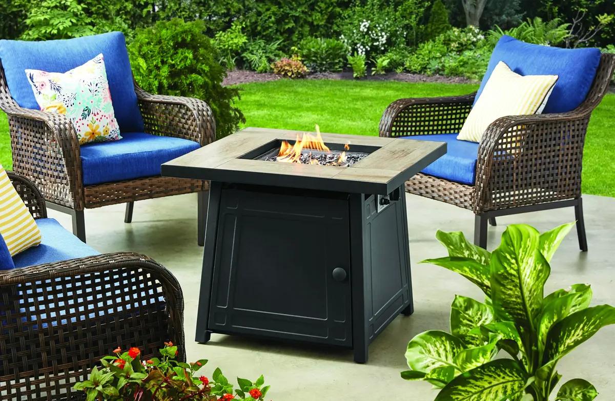 Mainstays 30n Square Ceramic Tiletop Outdoor Gas Fire Pit for $99 Shipped